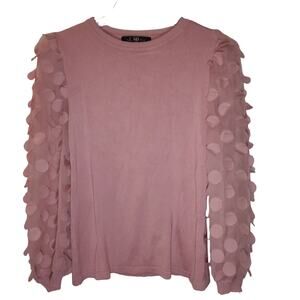 80 Park Pink 3D Embellished Long Sleeve Crewneck Pullover Sweater Size PS